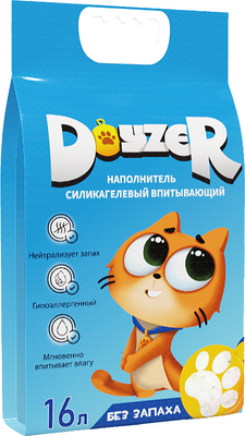 Наполнитель для туалета Doyzer Силикагелевый без запаха (16л/6.7кг) - 