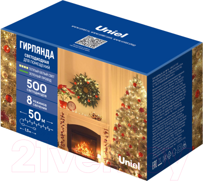 Светодиодная гирлянда Uniel ULD-S5000-500/DGA / UL-00009930 (теплый, белый)