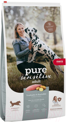 Сухой корм для собак Mera Pure Sensitive Fresh Meat Adult индейка и картофель / 57134 (4кг)
