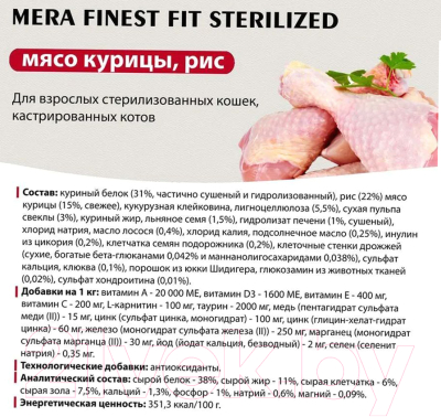 Сухой корм для кошек Mera Sterilized / 34045 (10кг)