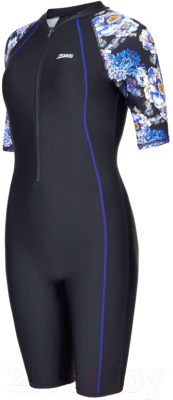 Гидрокостюм для плавания ZoggS Kneesuit Sleeve Print / 462386 (р-р 40(36), черный/синий)