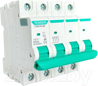 Выключатель автоматический Tengen TGB1N-63 4P 10A C 6kA 4M / TGB1N-63-4-10C