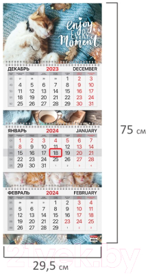 Календарь настенный Brauberg 2024г квартальный / 115303