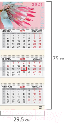 Календарь настенный Brauberg 2024г квартальный / 115290