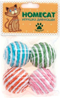 

Набор игрушек для кошек, Мячи веревочные Гремящие / 72359