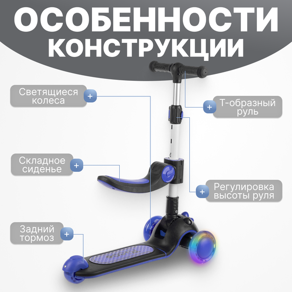 Самокат детский Ricos Dino KB108 (синий)