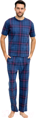 Комплект домашней одежды Mark Formelle 591039 (р.100-90-170/176, синяя клетка)