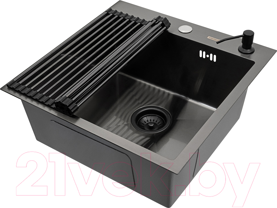 Мойка кухонная Arfeka Eco AR 50x50 + RM AR + DS AR (черный, с аксессуарами)