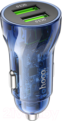 Адаптер питания автомобильный Hoco Z47 (прозрачно-синий)