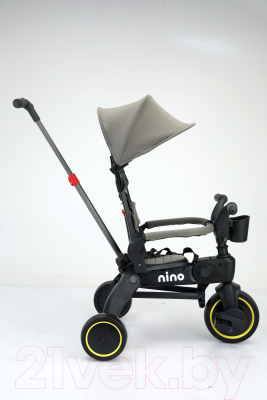 Трехколесный велосипед с ручкой NINO KS-1688 (серый)