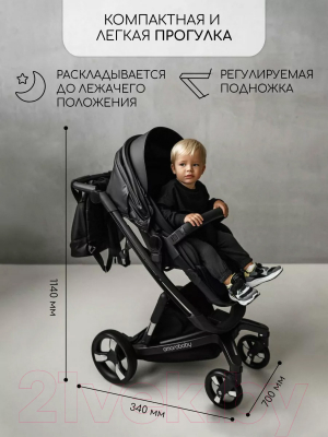 Детская универсальная коляска Amarobaby Tutum 2 в 1 / AB22-10TUTUM1/09 (черный)