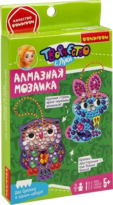 

Набор для творчества, Алмазная мозаика. Брелоки Сова и зайчик / ВВ5771