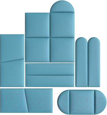 Мягкая стеновая панель Делком40 Прямоугольник/полукруг 150x600 (темно-синий)