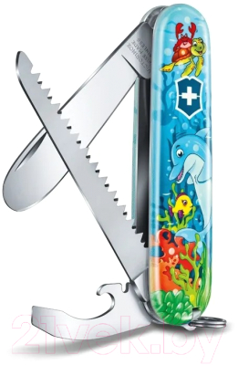 Нож швейцарский Victorinox Дельфин +раскраска и шнурок на шею / 0.2373.E1 (голубой)