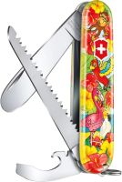 Нож швейцарский Victorinox Попугай +раскраска и шнурок на шею / 0.2373.E3 (красный) - 
