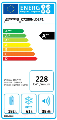 Встраиваемый холодильник Smeg C7280NLD2P1