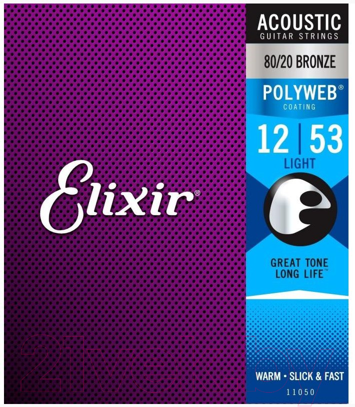 Струны для акустической гитары Elixir Strings Polyweb Lite 11050 12-53