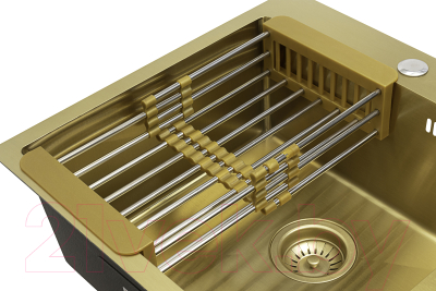Мойка кухонная Arfeka Eco AR 60x50 + CL AR + RM AR + DS AR (золото, с аксессуарами)