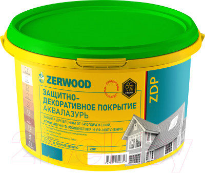 Защитно-декоративный состав Zerwood ZDP Аквалазурь (5кг, белый)