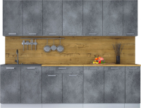 Кухонный гарнитур Интерлиния Мила Лайт 2.7 (бетон потленд/бетон портленд/дуб бунратти) - 