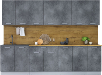 Кухонный гарнитур Интерлиния Мила Лайт 2.8 (бетон потленд/бетон портленд/дуб бунратти) - 