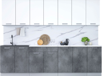Кухонный гарнитур Интерлиния Мила Лайт 2.8 (белый платинум/бетон портленд/белый гранит) - 
