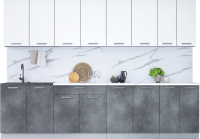 Кухонный гарнитур Интерлиния Мила Лайт 3.0 (белый платинум/бетон портленд/белый гранит) - 
