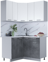 Кухонный гарнитур Интерлиния Мила Лайт 1.2x1.3 (белый платинум/бетон портленд/белый гранит) - 