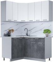 Кухонный гарнитур Интерлиния Мила Лайт 1.2x1.5 (белый платинум/бетон портленд/белый гранит) - 