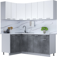 Готовая кухня Интерлиния Мила Лайт 1.2x1.9 (белый платинум/бетон портленд/белый гранит) - 