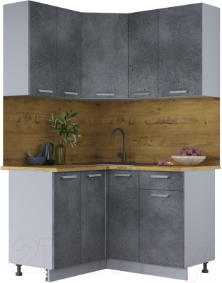 Готовая кухня Интерлиния Мила Лайт 1.2x1.3 (бетон потленд/бетон портленд/дуб бунратти)
