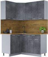 Готовая кухня Интерлиния Мила Лайт 1.2x1.5 (бетон потленд/бетон портленд/дуб бунратти) - 