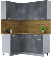 Готовая кухня Интерлиния Мила Лайт 1.2x1.6 (бетон потленд/бетон портленд/дуб бунратти) - 