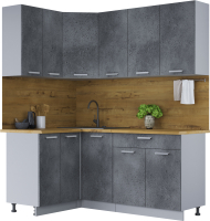 Готовая кухня Интерлиния Мила Лайт 1.2x1.8 (бетон потленд/бетон портленд/дуб бунратти) - 