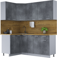 Готовая кухня Интерлиния Мила Лайт 1.2x1.9 (бетон потленд/бетон портленд/дуб бунратти) - 