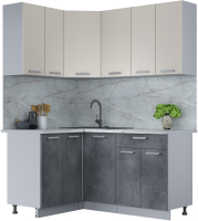 Готовая кухня Интерлиния Мила Лайт 1.2x1.6 (персидский жемчуг/бетон портленд/серый каспий) - 