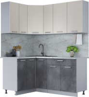 Готовая кухня Интерлиния Мила Лайт 1.2x1.7 (персидский жемчуг/бетон портленд/серый каспий) - 