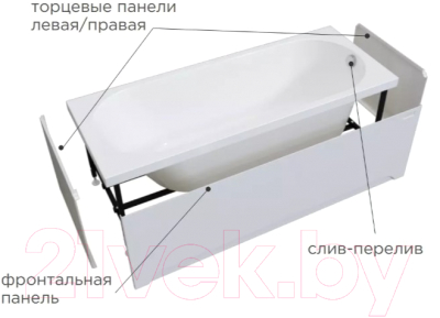 Купить Ванна акриловая Radomir Виктория Лайт 170x75 / 2-01-0-0-0-259 в Гомеле