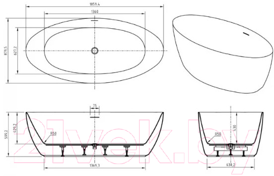 Ванна акриловая BelBagno BB707-1860-880