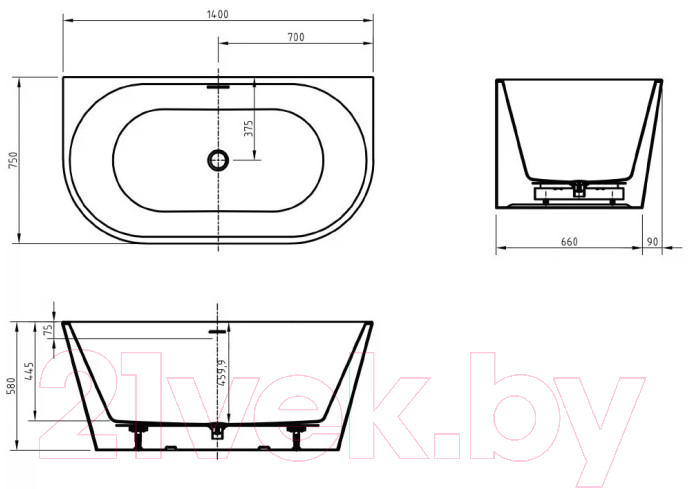 Ванна акриловая BelBagno BB710-1400-750