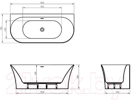 Ванна акриловая BelBagno BB711-1550-700