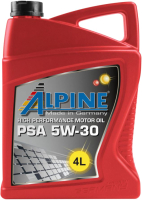 Моторное масло ALPINE PSA 5W30 / 101389 (4л) - 