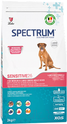 Сухой корм для собак Spectrum Sensitive26 для взрослых ср. и крупных пород с ягненком и рисом (3кг)
