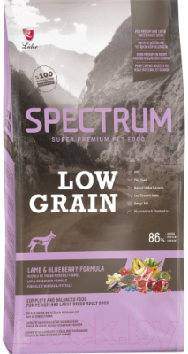 Сухой корм для собак Spectrum Low Grain средних и крупных пород собак с ягненком и черникой (2.5кг)