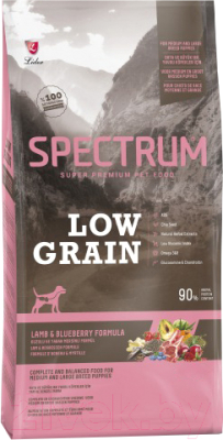 Сухой корм для собак Spectrum Low Grain для щенков ср. и крупных пород с ягненком и черникой (2.5кг)