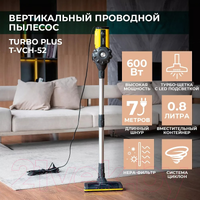 Изображение товара Вертикальный пылесос Timberk T-VCH-52 (графит)