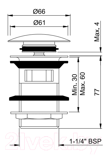 Донный клапан Jaquar ALD-BLM-729