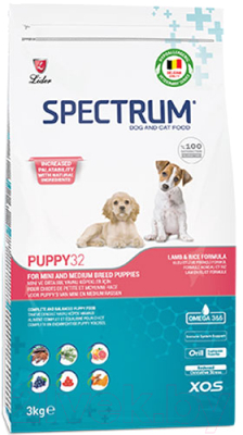 Сухой корм для собак Spectrum Pappy 32 для щенков мини и средних пород с ягненком (3кг)