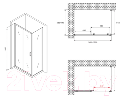 Душевой уголок Abber Schwarzer Diamant AG30150B-S60B