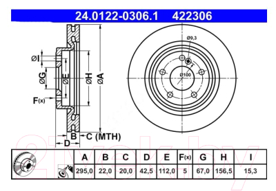 Тормозной диск ATE 24012203061